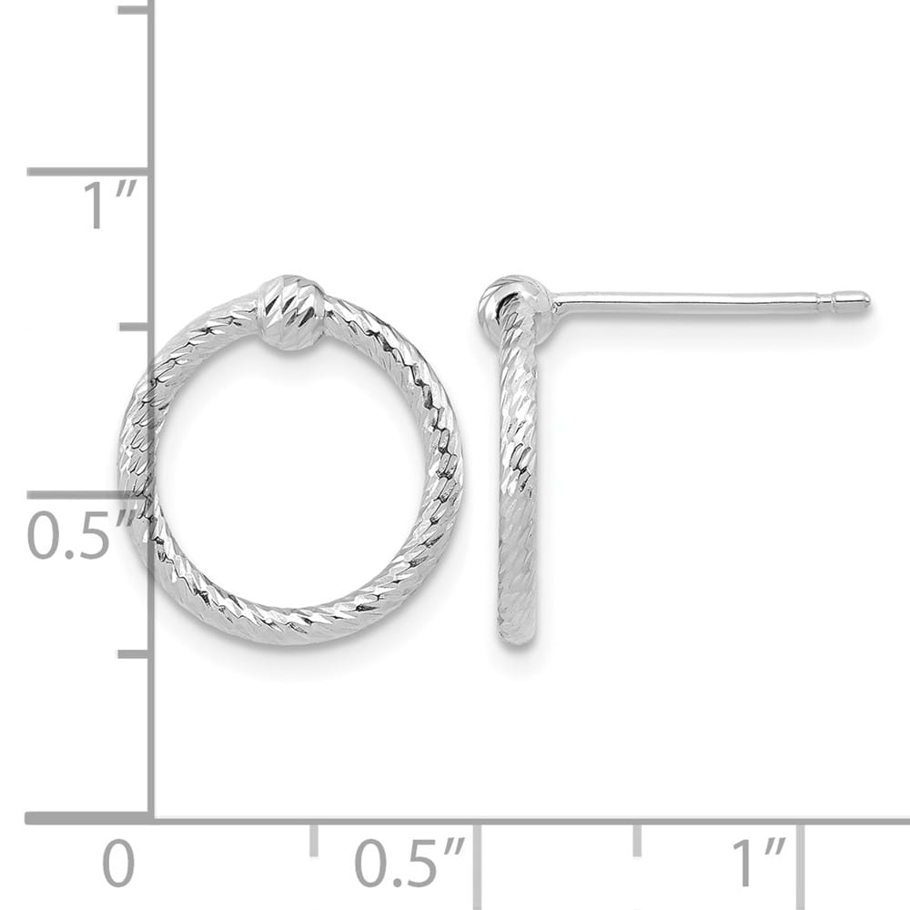 14K White Gold Polished & D.C. Twisted Circle Post Earrings, view 4 of 4