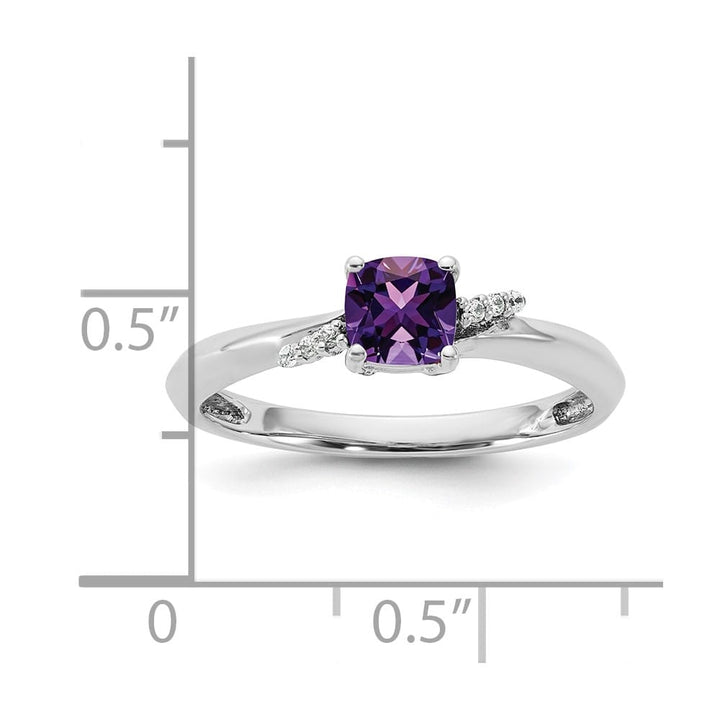 14k White Gold Polished Diamond and Amethyst Fashion Ring Ladies Stock Size 7 Ring Are Refundable