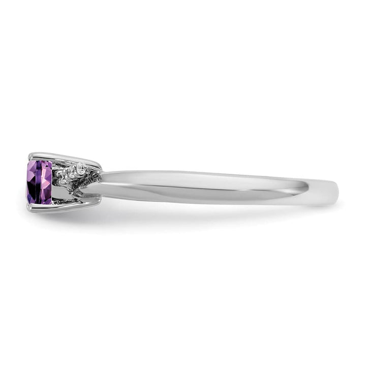14k White Gold Polished Diamond and Amethyst Fashion Ring Ladies Stock Size 7 Ring Are Refundable