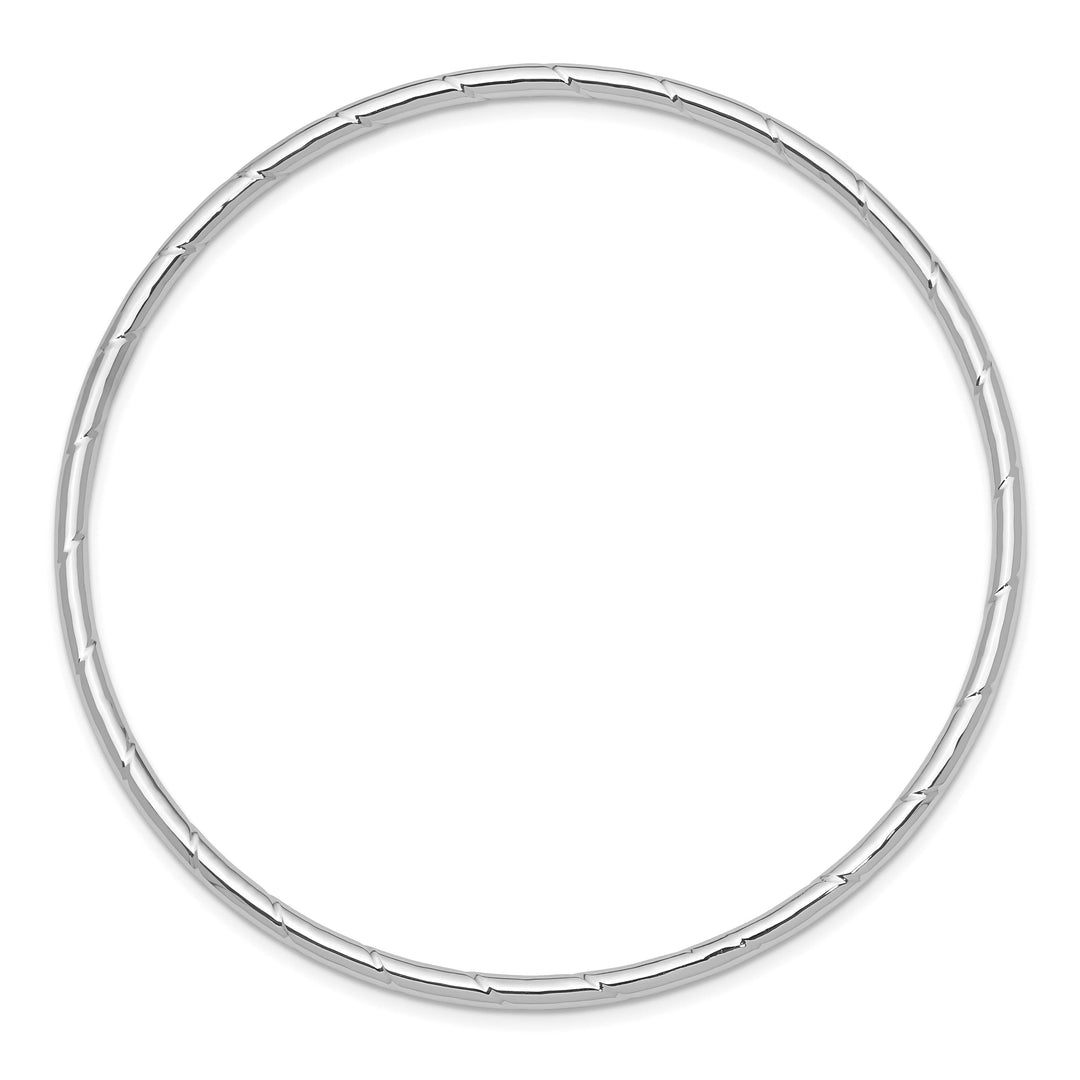 14k White Gold Polished Grooved 2.50mm Slip-on Round Bangle Bracelet