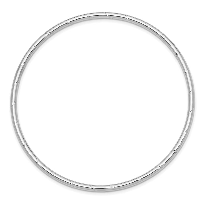 14k White Gold Polished Grooved 2.50mm Slip-on Round Bangle Bracelet