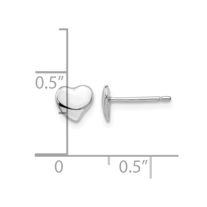 14K White Gold Polished Heart Post 3 x 3 mm Earrings, view 4 of 4