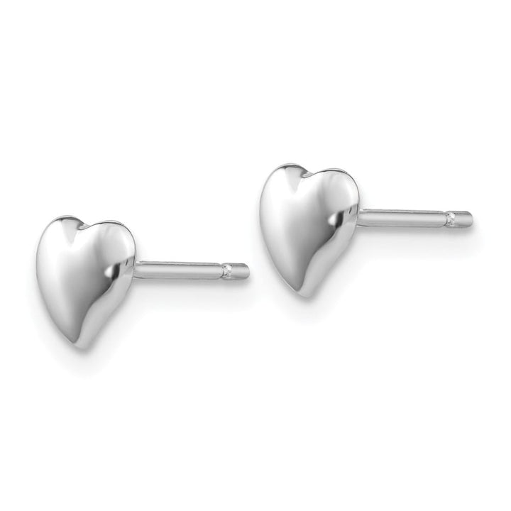 14K White Gold Polished Heart Post 3 x 3 mm Earrings, view 2 of 4
