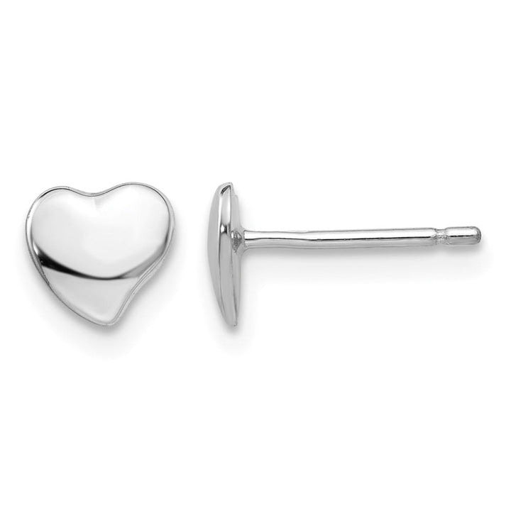 14K White Gold Polished Heart Post 3 x 3 mm Earrings, view 1 of 4