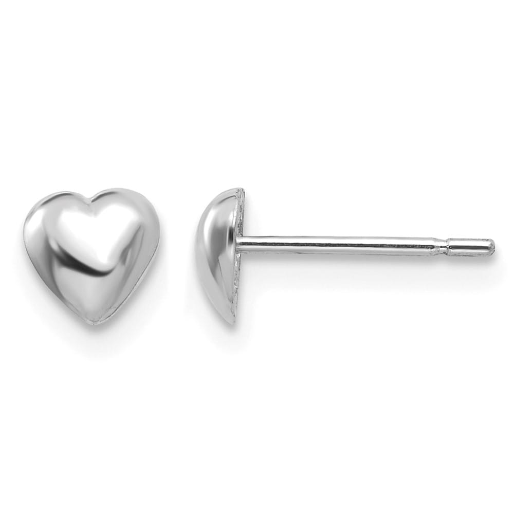 14K White Gold Polished Heart Post 4.95 x 4.75 mm Earrings, view 1 of 4