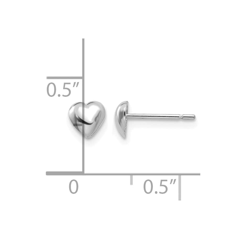 14K White Gold Polished Heart Post 4.95 x 4.75 mm Earrings, view 4 of 4