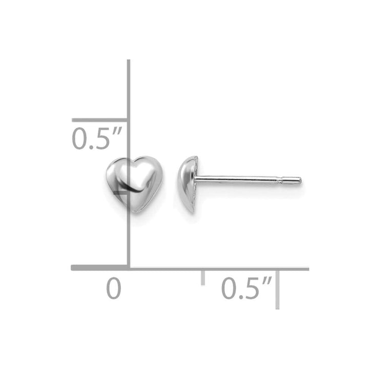 14K White Gold Polished Heart Post 4.95 x 4.75 mm Earrings, view 4 of 4