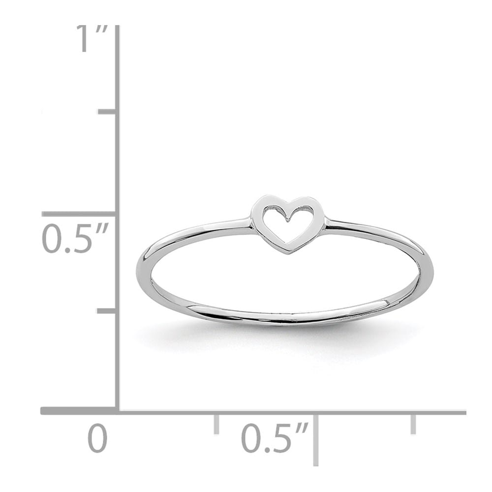 14k White Gold Polished Heart Ring Ladies Stock Size 7 Ring Are Refundable