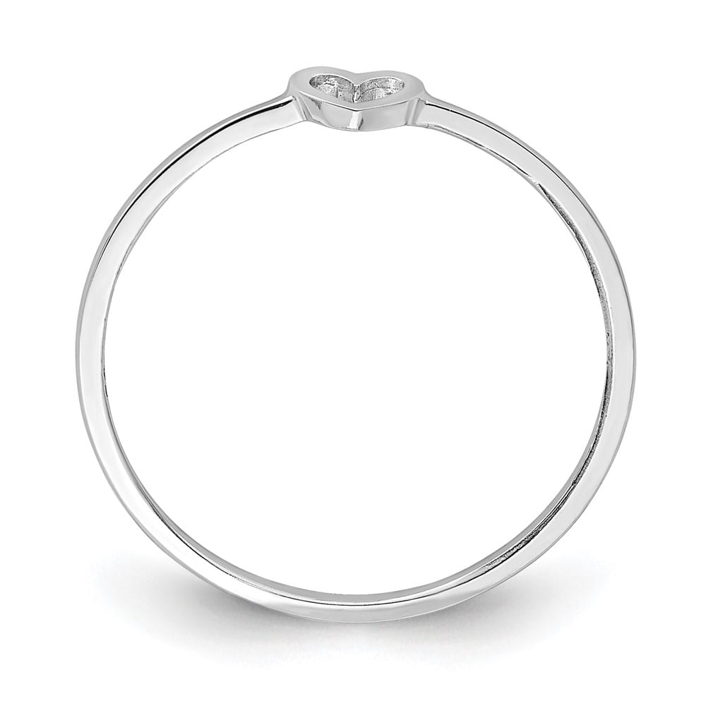 14k White Gold Polished Heart Ring Ladies Stock Size 7 Ring Are Refundable