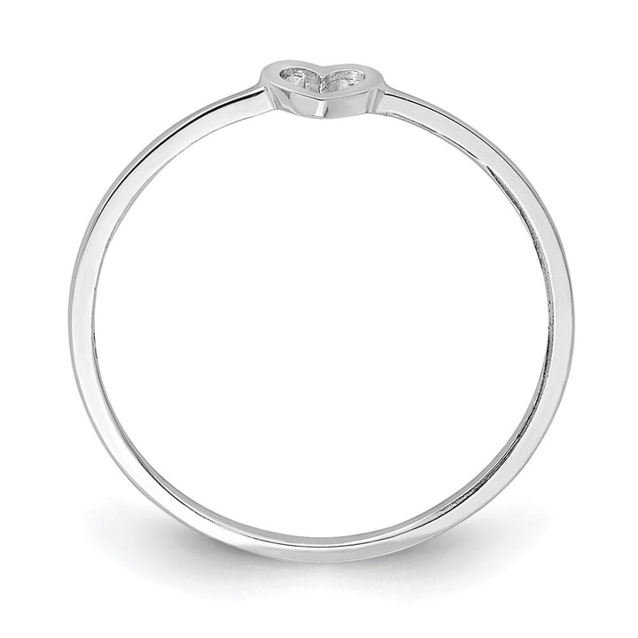 14k White Gold Polished Heart Ring Ladies Stock Size 7 Ring Are Refundable