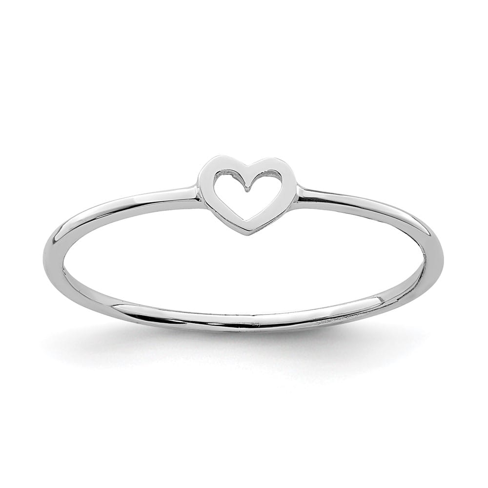 14k White Gold Polished Heart Ring Ladies Stock Size 7 Ring Are Refundable