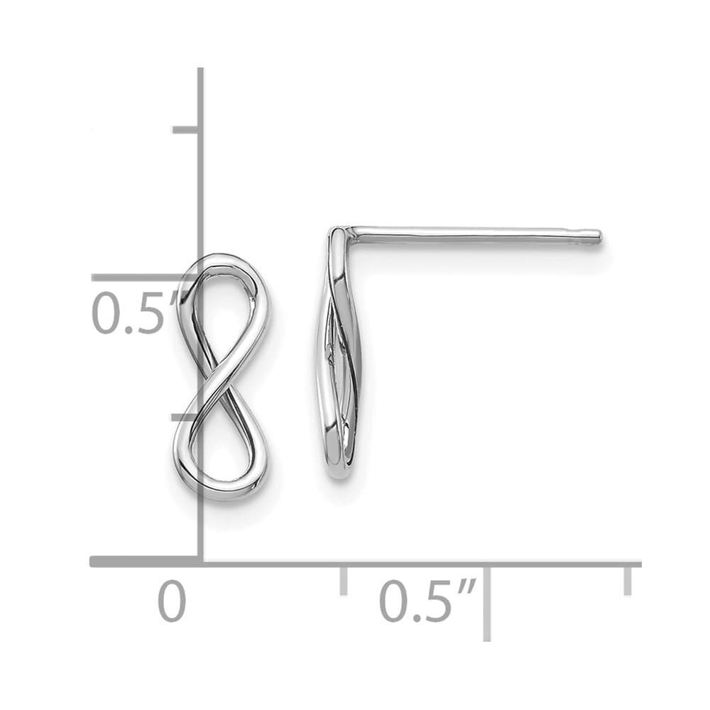 14K White Gold Polished Infinity Post Earrings, view 4 of 4