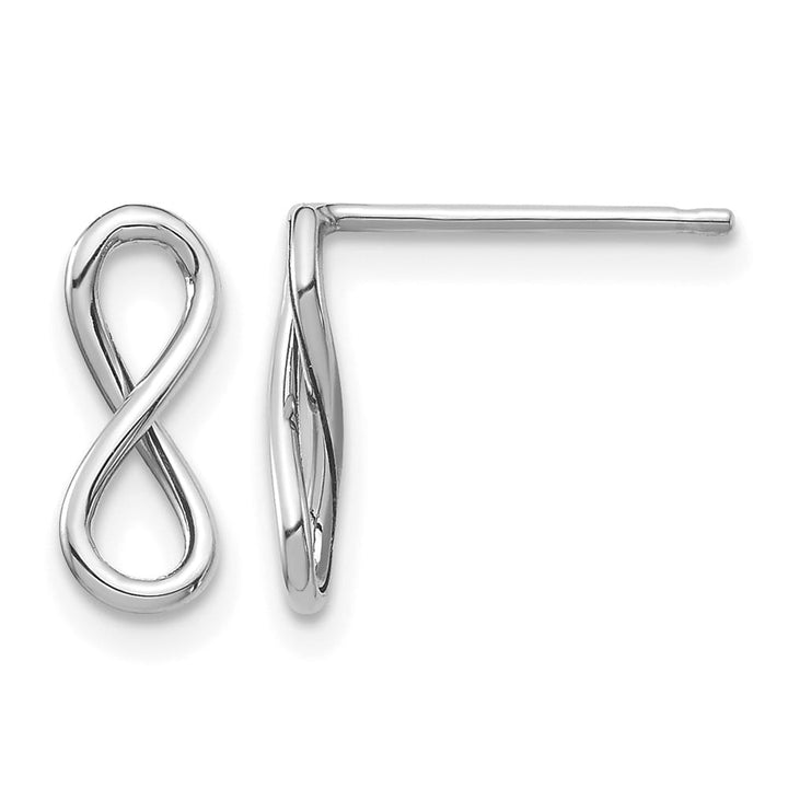14K White Gold Polished Infinity Post Earrings, view 1 of 4
