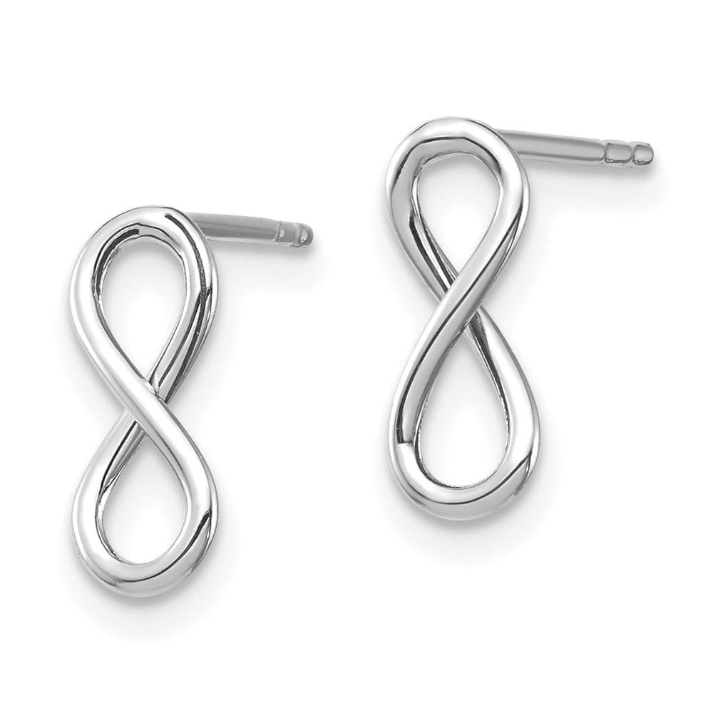 14K White Gold Polished Infinity Post Earrings, view 2 of 4
