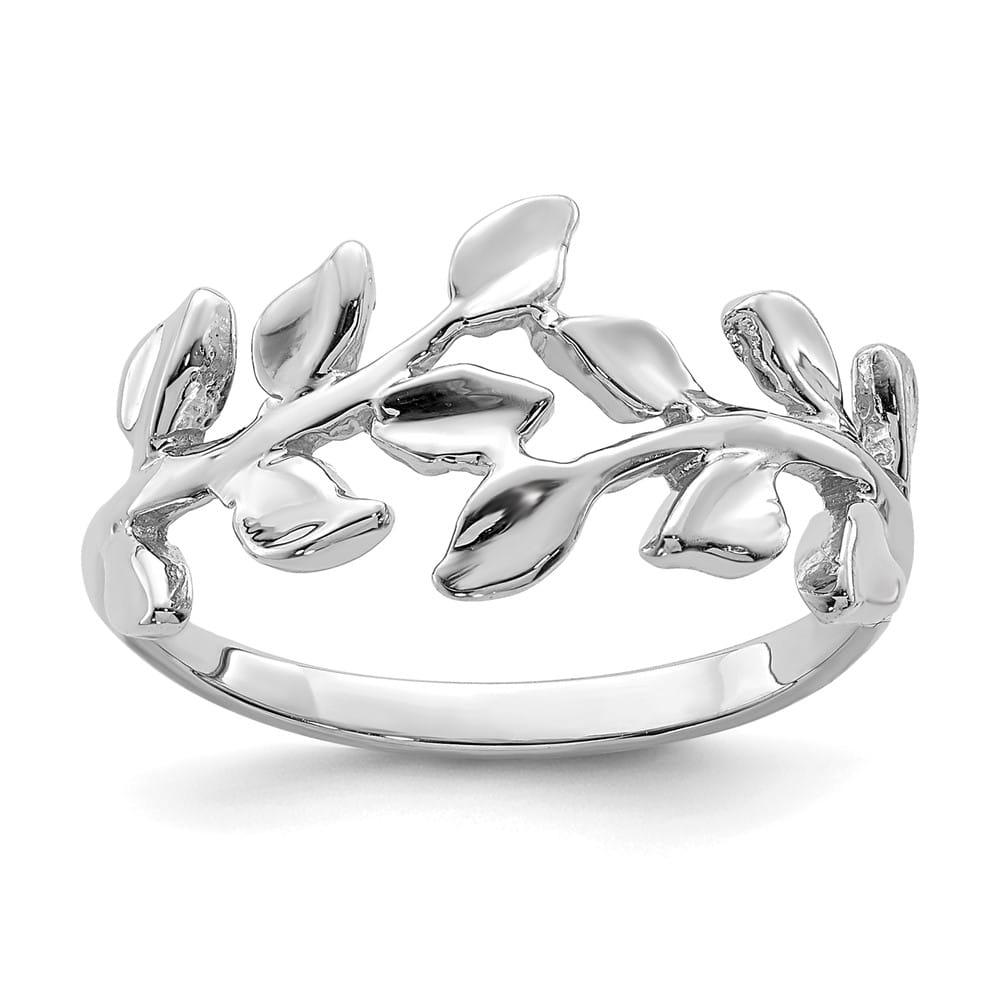 14k White Gold Polished Leaf Ring Stock Size 7 Ring Are Refundable