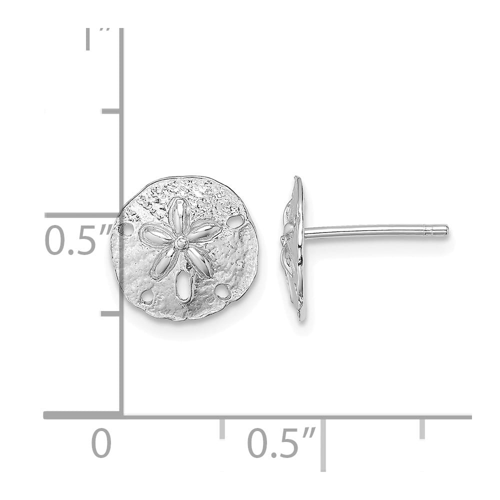 14K White Gold Polished Mini Sand Dollar Post Earrings, view 4 of 4
