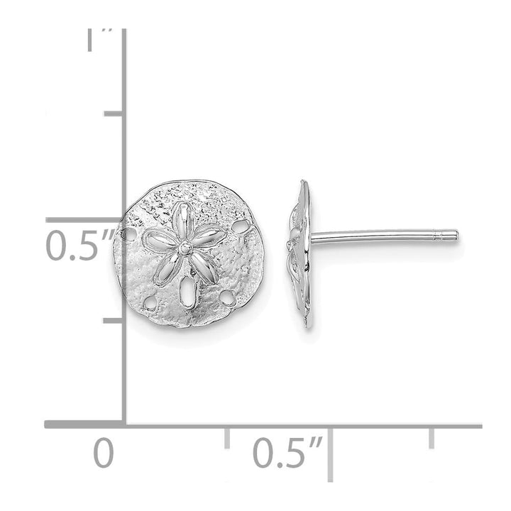 14K White Gold Polished Mini Sand Dollar Post Earrings, view 4 of 4