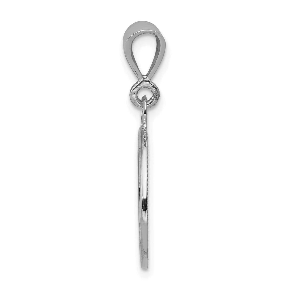 14K White Gold Polished Satin Angel Round Pendant