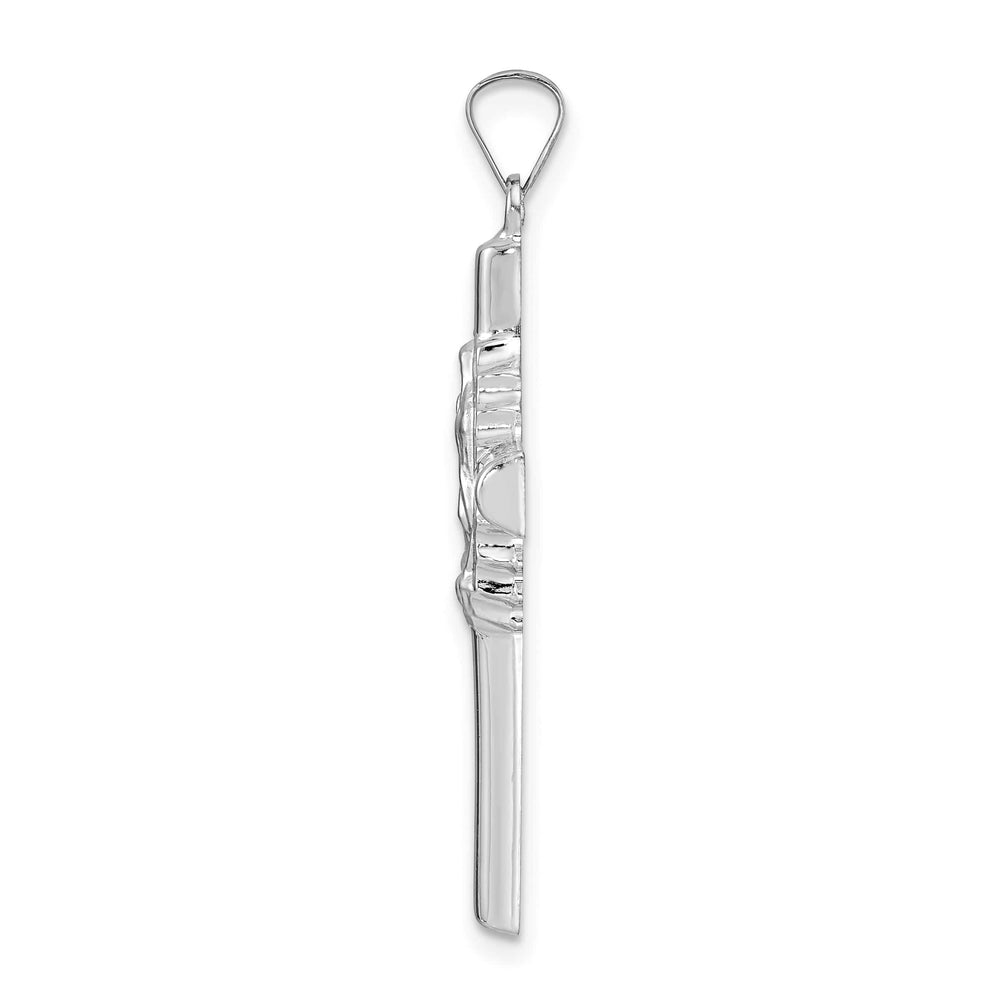 14K White Gold Polished Satin Cross with Our Lady of Guadalupe Pendant