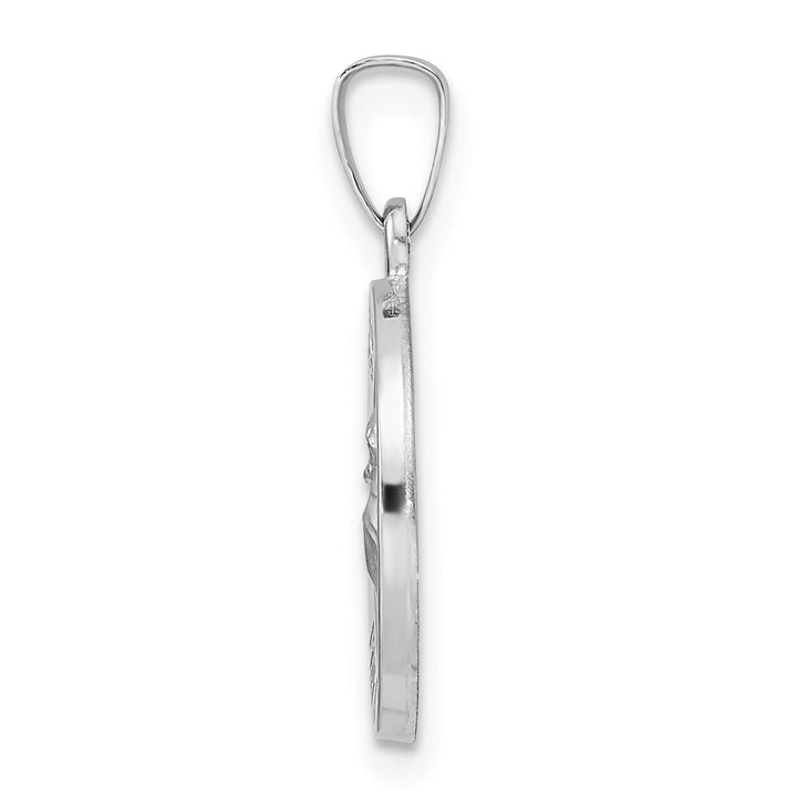 14K White Gold Polished Satin Hollow St Anthony Medal Pendant