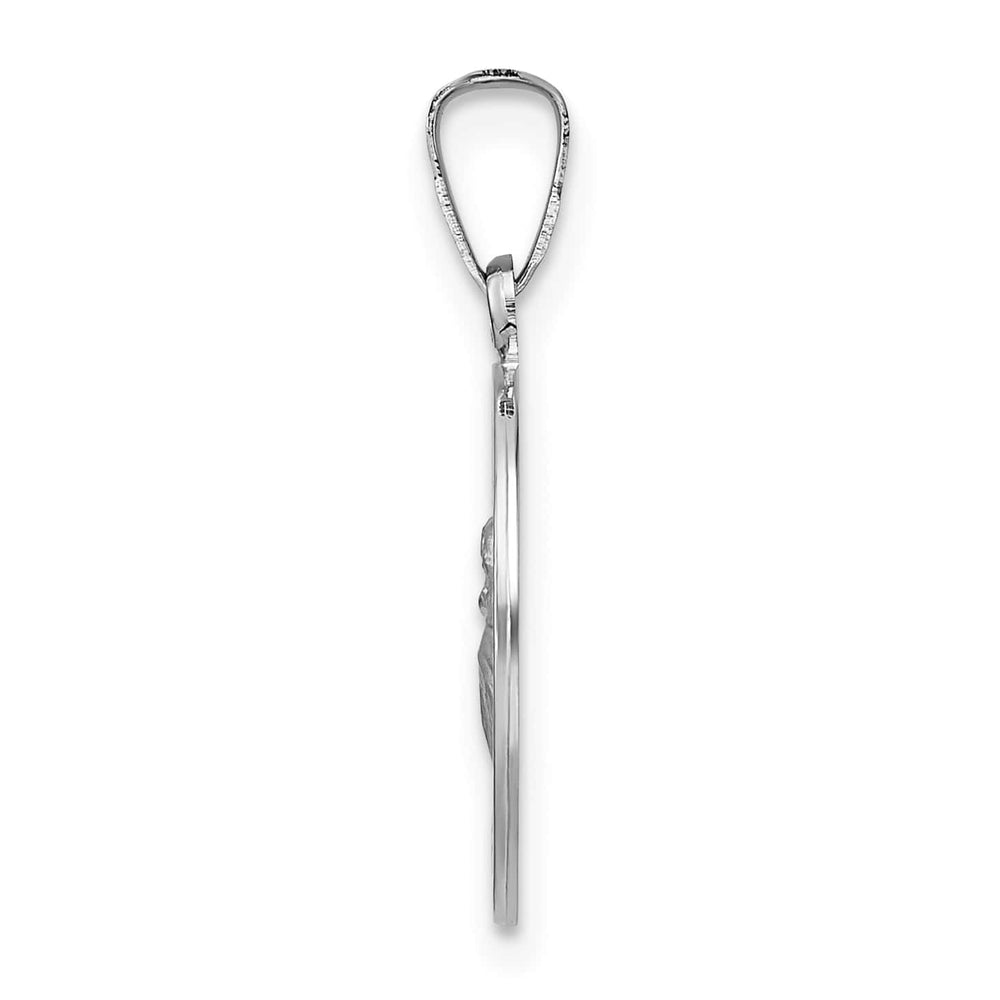 14K White Gold Polished Satin Hollow St Anthony Medal Pendant