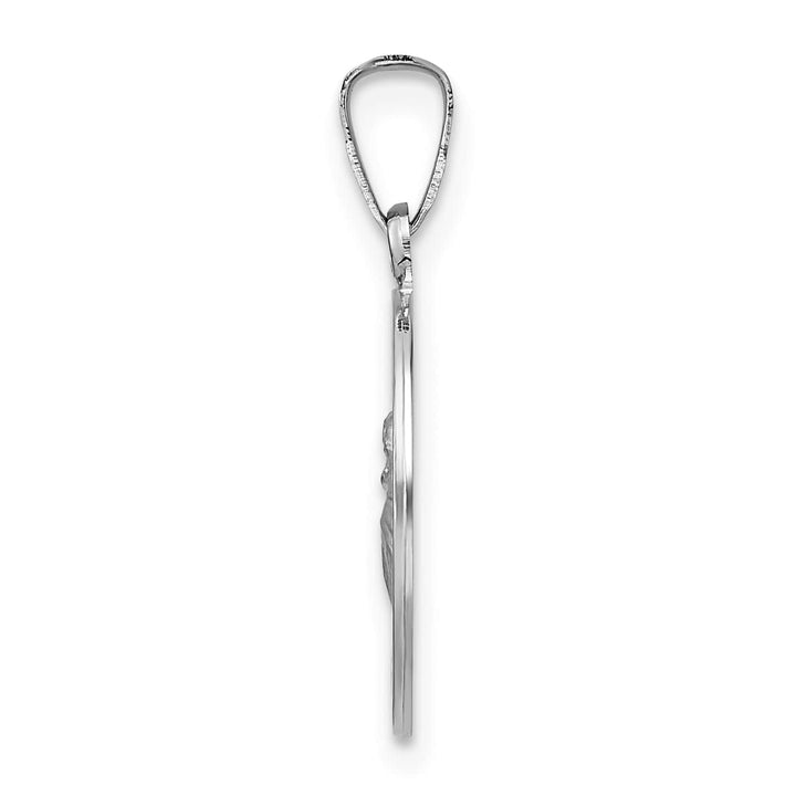 14K White Gold Polished Satin Hollow St Anthony Medal Pendant