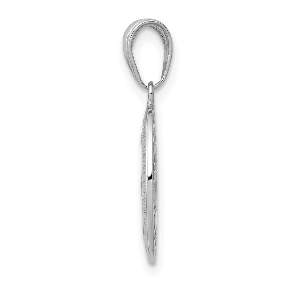 14K White Gold Polished Satin Solid Miraculous Medal Oval Pendant
