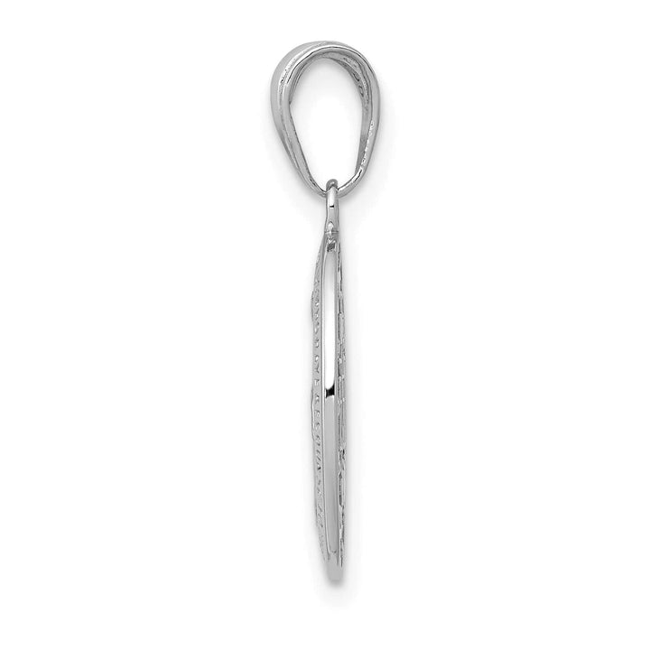 14K White Gold Polished Satin Solid Miraculous Medal Oval Pendant
