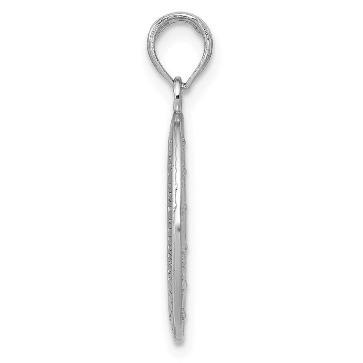 14K White Gold Polished Satin Solid Miraculous Medal Oval Pendant
