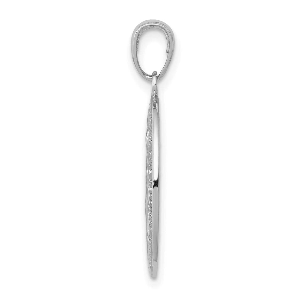 14K White Gold Polished Satin Solid Miraculous Medal Oval Pendant