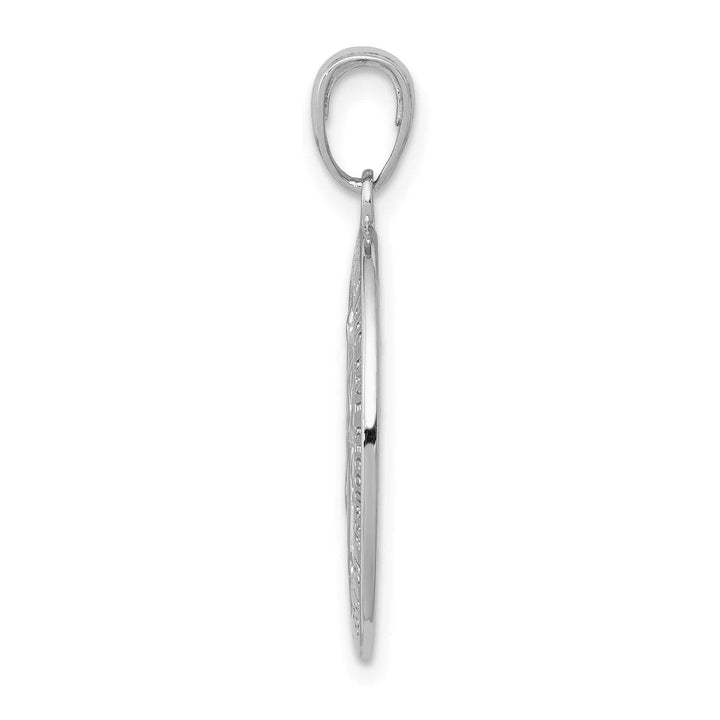 14K White Gold Polished Satin Solid Miraculous Medal Oval Pendant