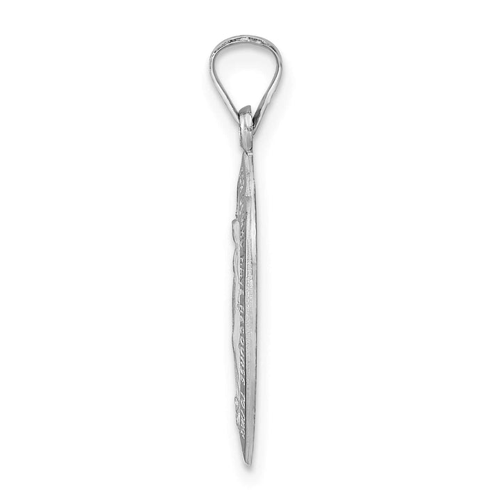 14K White Gold Polished Satin Solid Miraculous Medal Pendant
