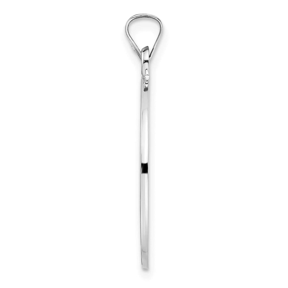 14K White Gold Polished Satin Solid Saint Joseph Medal Round Pendant