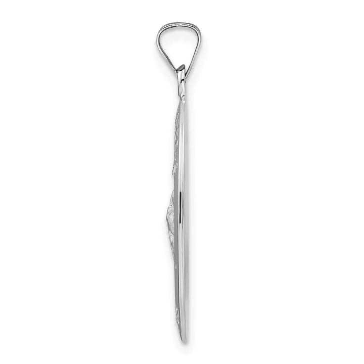 14K White Gold Polished Satin St Jude Thaddeus Medal Oval Pendant
