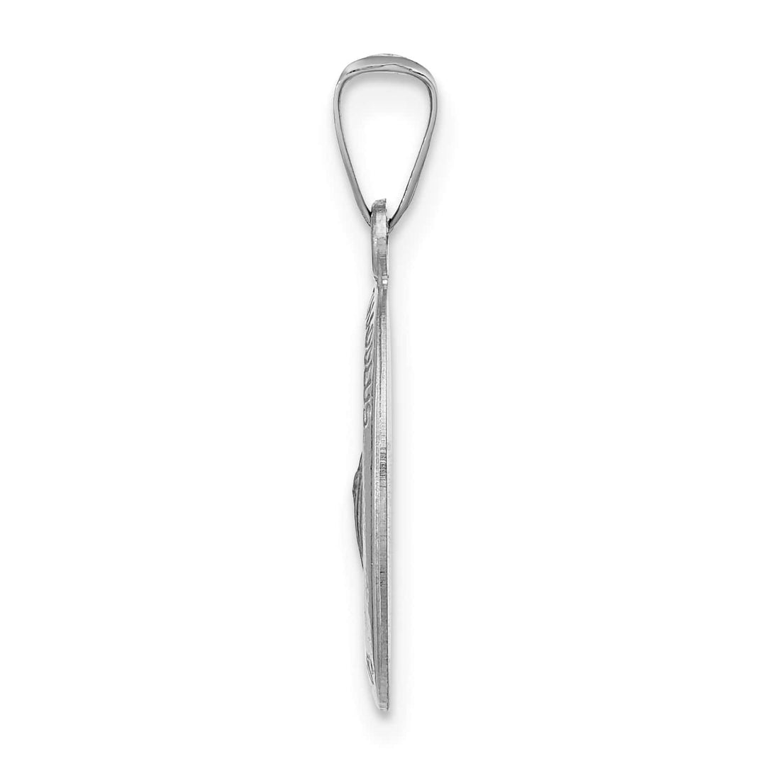 14K White Gold Polished Satin St Jude Thaddeus Medal Oval Pendant