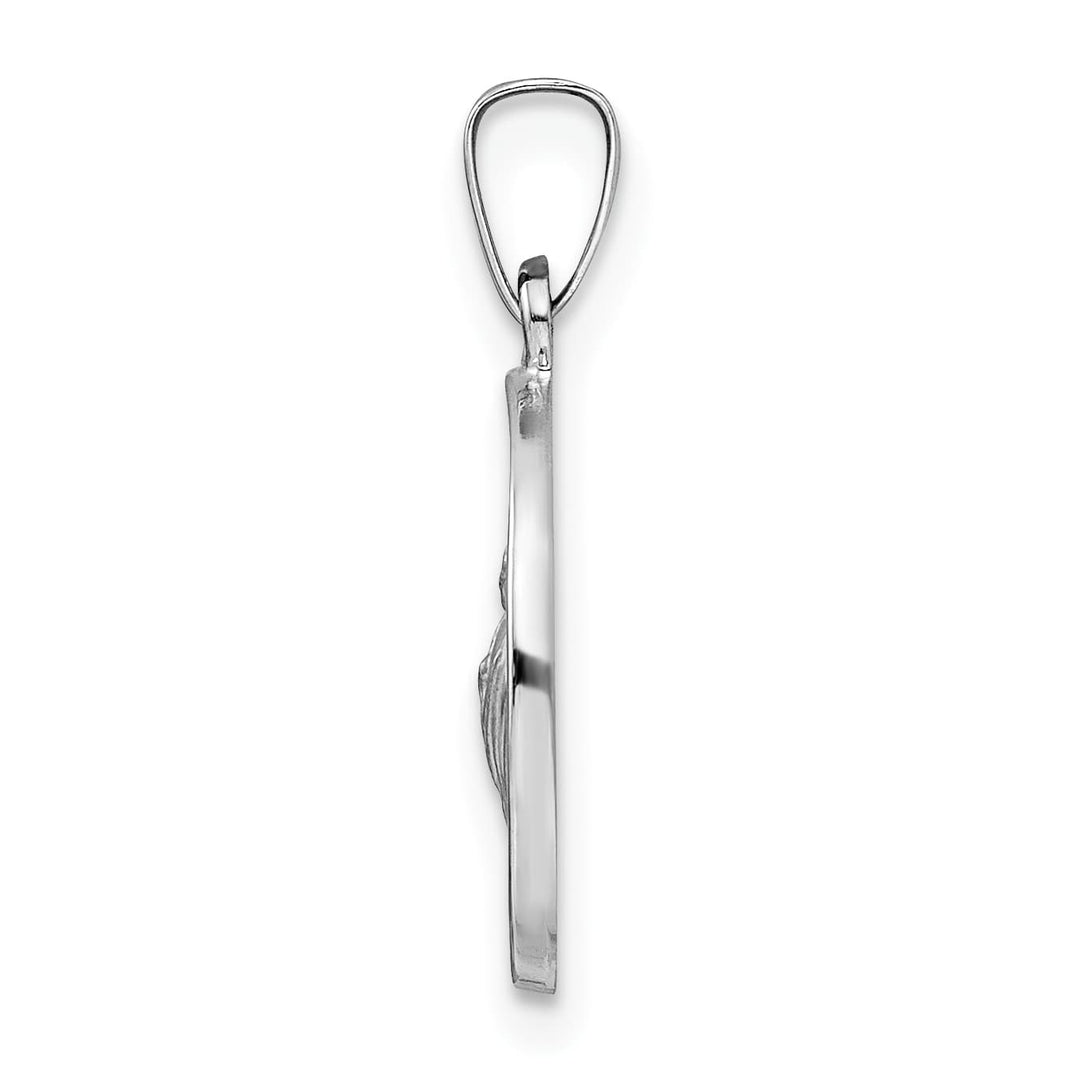14K White Gold Polished Satin St Jude Thaddeus Medal Round Pendant