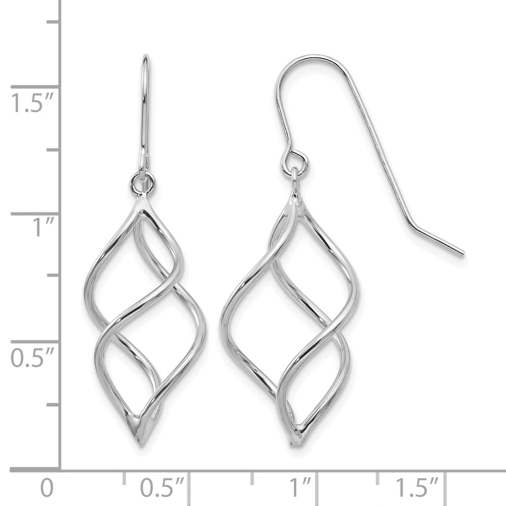 14K White Gold Polished Short Twisted Dangle Earrings, view 4 of 4