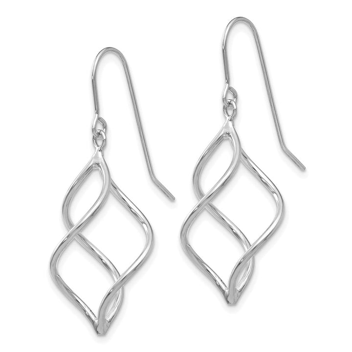 14K White Gold Polished Short Twisted Dangle Earrings, view 2 of 4