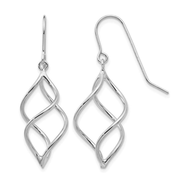 14K White Gold Polished Short Twisted Dangle Earrings, view 1 of 4