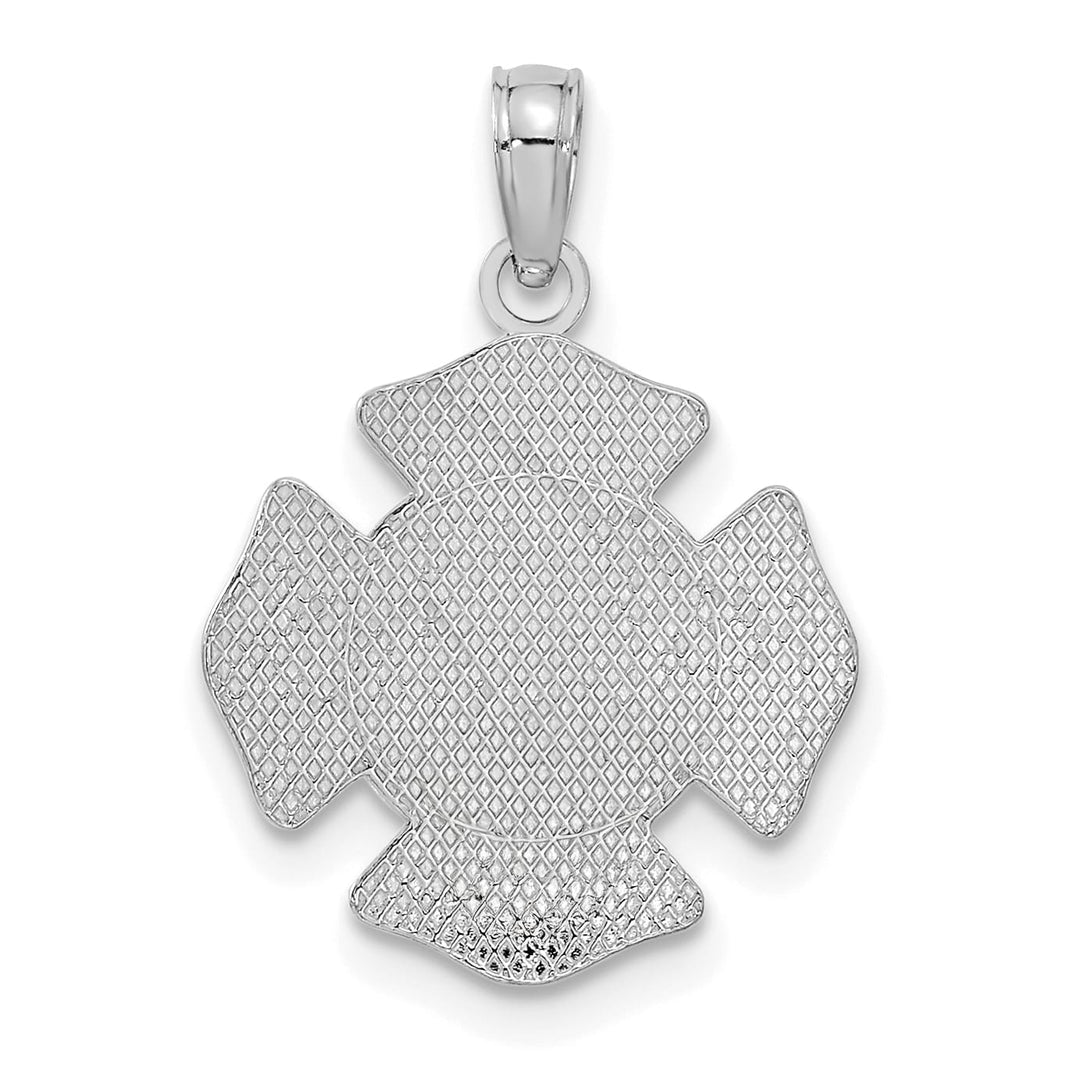 14K White Gold Polished Small Solid St. Florian F.D. Badge Pendant