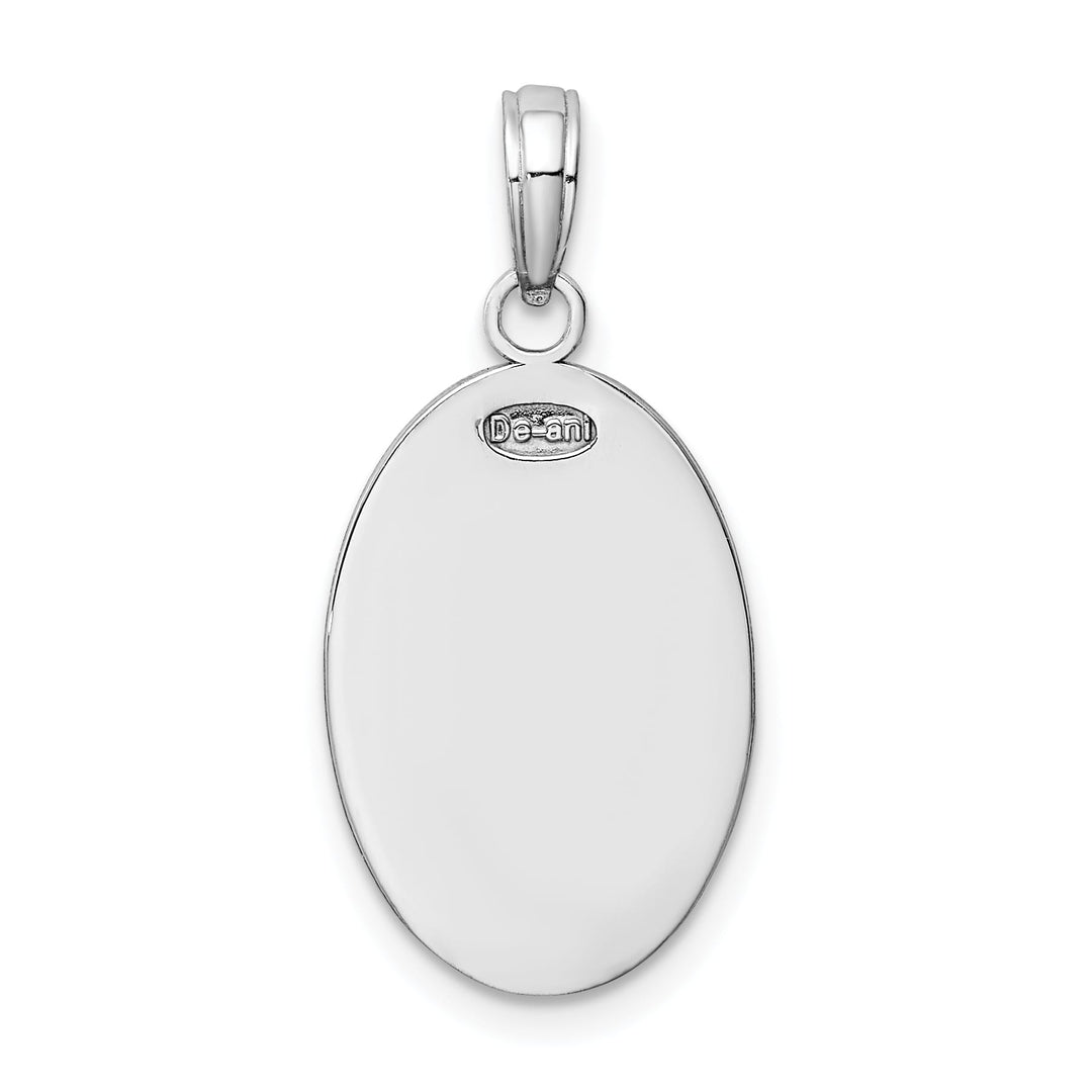 14K White Gold Polished Solid Saint Christopher Medal Oval Pendant
