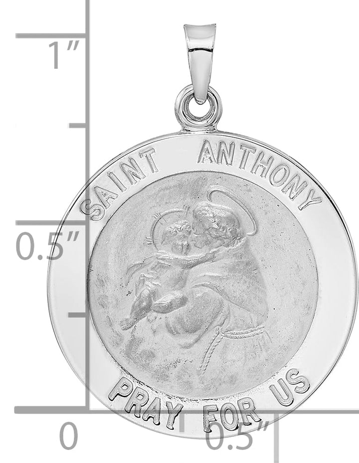 14K White Gold Polished Solid St Anthony Medal Pendant