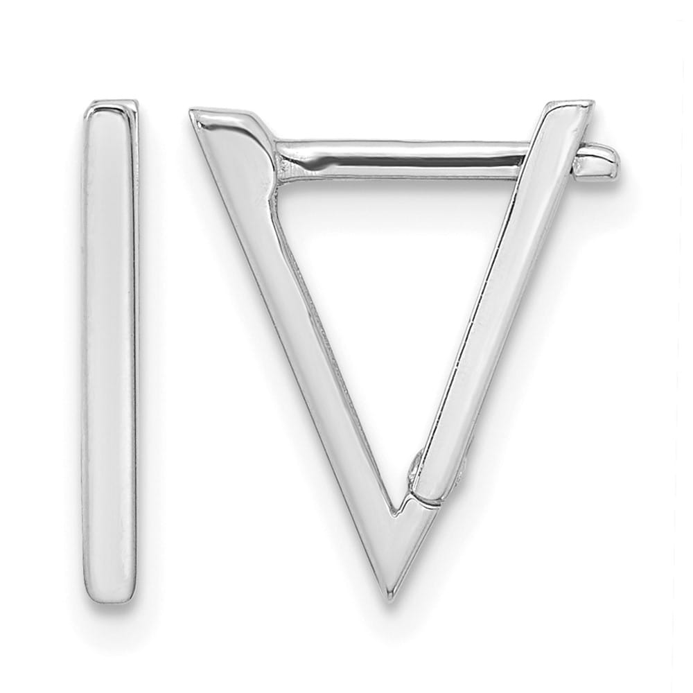 14K White Gold Polished Triangle Hoop Earrings, view 1 of 4