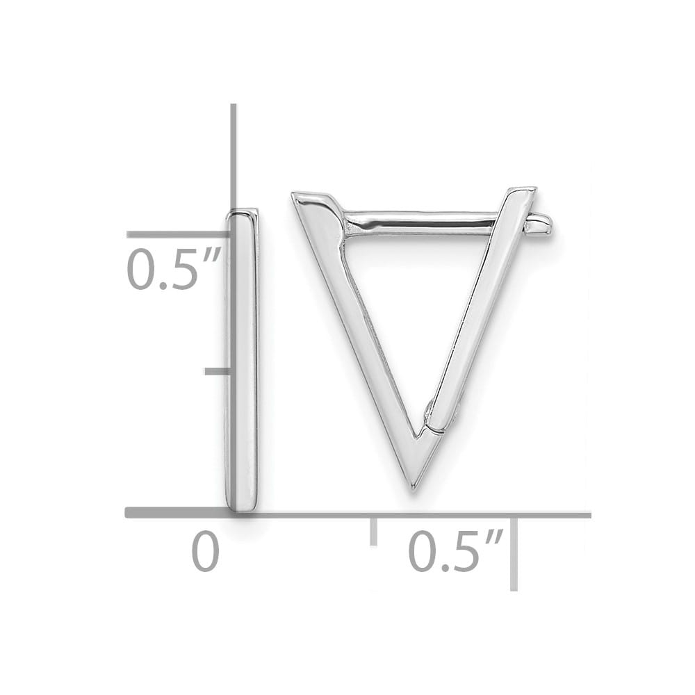 14K White Gold Polished Triangle Hoop Earrings, view 4 of 4