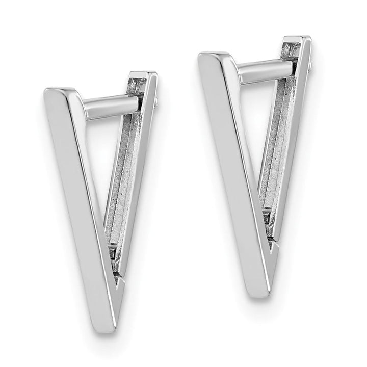 14K White Gold Polished Triangle Hoop Earrings, view 2 of 4
