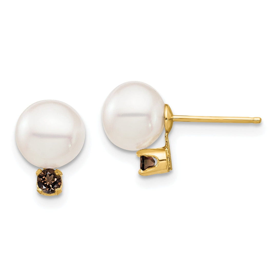 14K White Gold Premium 7-7.5mm Freshwater Pearl  Studs