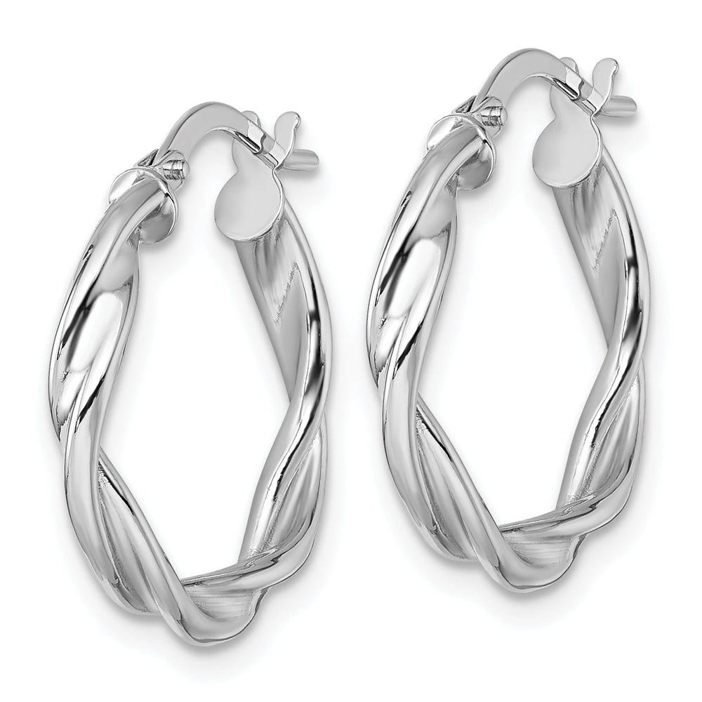 14K White Gold Premium Polished 19mm Twisted Hoops
