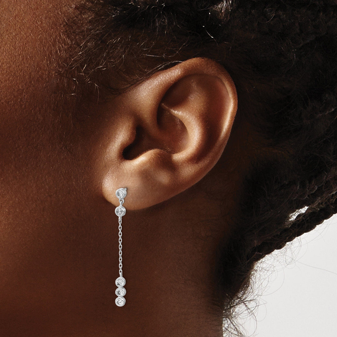 Lovely Rita's 14K White Gold Radiant Polished 3.15 mm CZ Chain Link Dangle Earrings