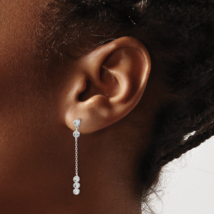 Lovely Rita's 14K White Gold Radiant Polished 3.15 mm CZ Chain Link Dangle Earrings