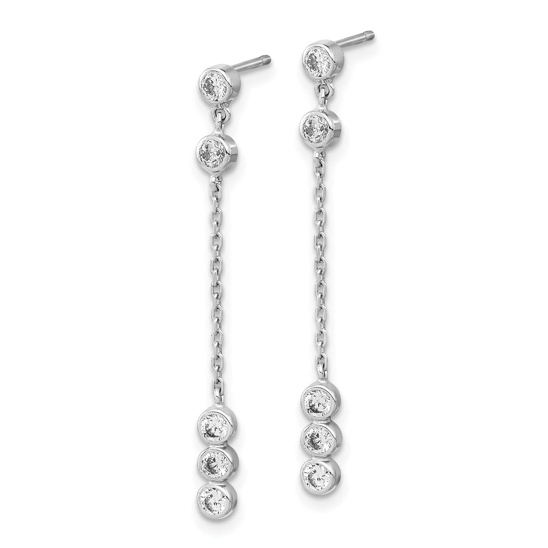 Lovely Rita's 14K White Gold Radiant Polished 3.15 mm CZ Chain Link Dangle Earrings